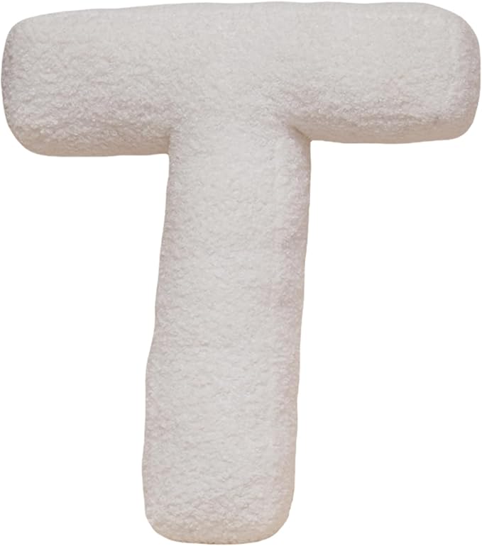 MOJUN Letter Pillows, Soft Plush Decorative Initial Letter Shaped Throw Pillows for Sofa Couch Bed, Cute Letter Pillows English Alphabet A to Z for Living Room Bedroom Floor Car Decoration, T