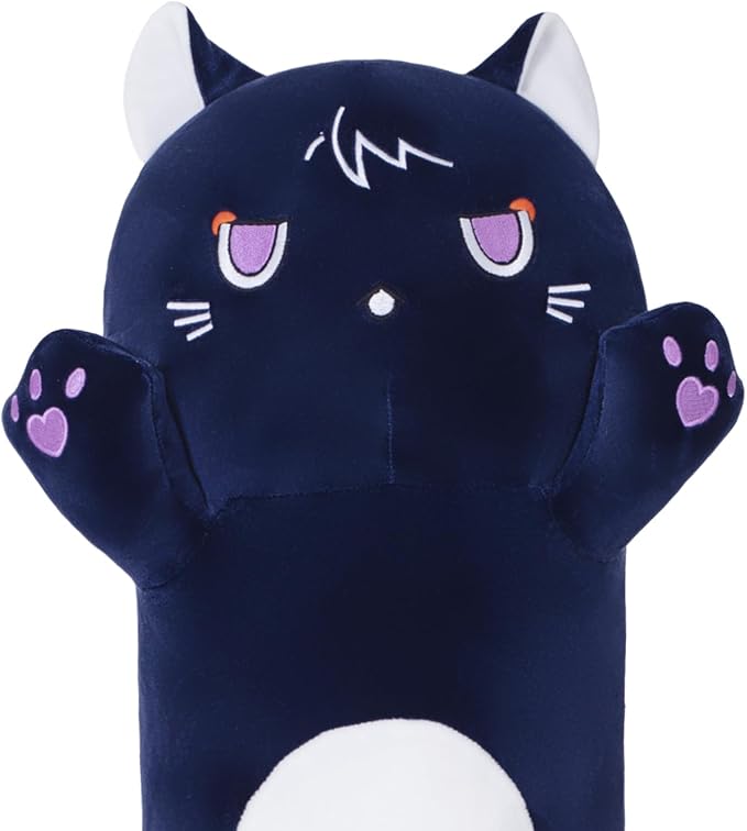 Long Cat Body Pillow for Kids, Cute Cat Stuffed Animals Gifts for Girls, Long Cat Plush Toy for Birthday, Soft Cat Plushies Pillow (DevilCAT with Claws, 35.4in/90cm)