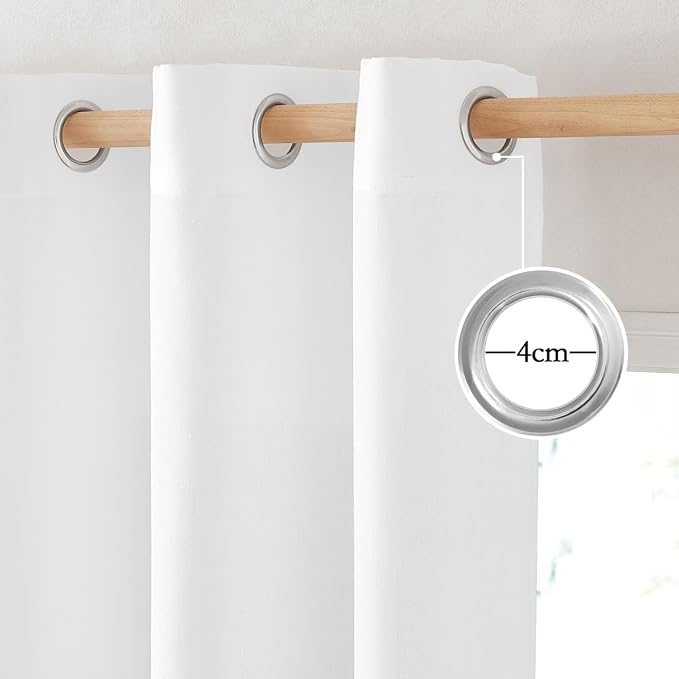 NICETOWN Rustic Linen 144 inch Long Curtains for Living Room, Grommet Privacy Added Thick Linen Weave with Light Filter Window Curtains & Drapes for Bedroom, White, W55 x L144, 2 Panels