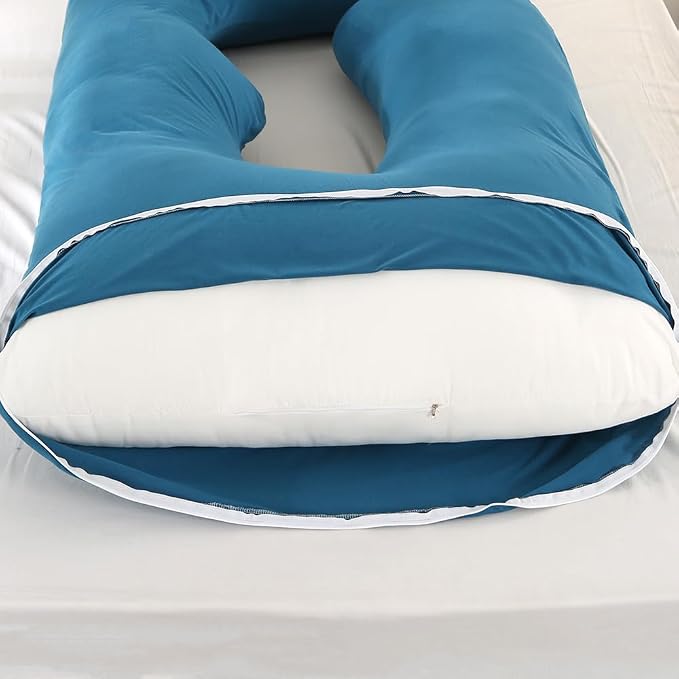 Jcickt Pregnancy Pillow for Sleeping,59 inch Maternity Pillow with Removable Washable Cover,J-Shaped Full Body Pregnant Pillow -Support for Backs,Legs, Belly, HIPS, Improve Sleep-Dark Blue