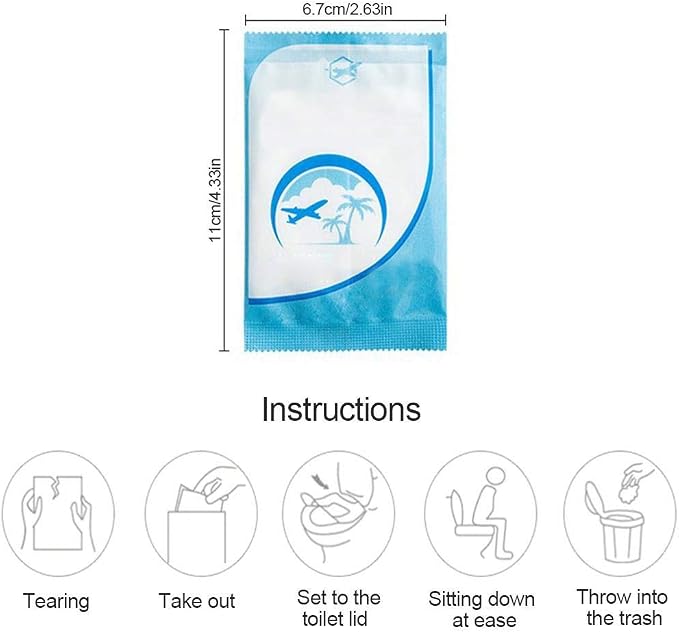 50 PACK Toilet Seat Covers,Disposable Waterproof, Portable Potty Seat Covers for Toddlers, Kids, and Adults, Ideal for Kids Potty Training and Adults,Individually Wrapped for Travel Home, On the Go