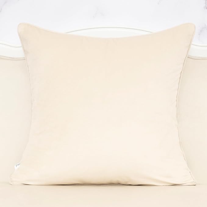 Alerfa Beige Floral Throw Pillow Cover 20 x 20 Inch Cut Velvet Sqaure Luxury Decorative Pillow Cover for Couch Living Room Bedroom