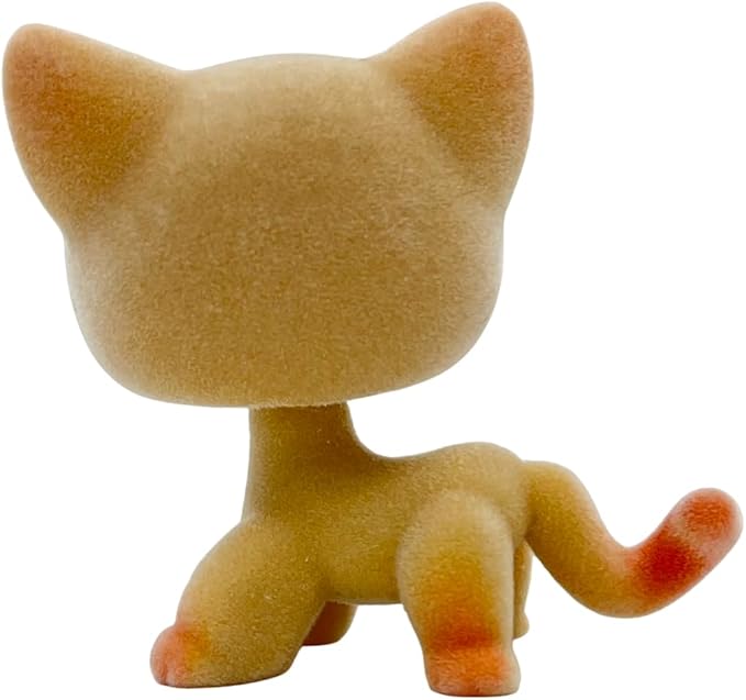 Custom Flocked Pet Shop Toy Fuzzy Animal Figure Short Hair Cat Kitty Kitten Deer OOAK (Orange #339)