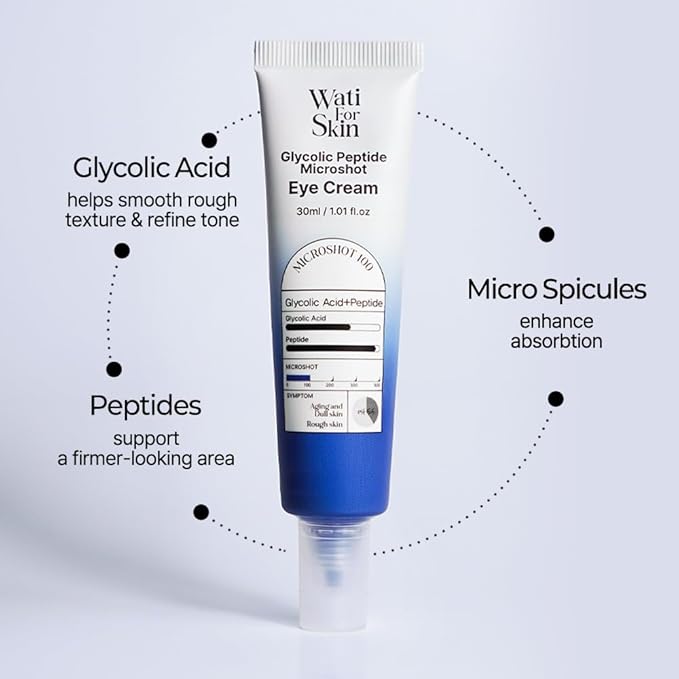Glycolic + Peptide Microshot Eye Cream – Gentle Exfoliation & Firming Care for Brighter, Smoother Under-Eyes, Korean Skin Care (30ml / 1.01 fl. oz.)