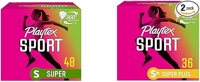 Playtex Sport Tampons, Super Absorbency, Fragrance-Free - 48ct & Sport Tampons, Super Plus Absorbency, Fragrance-Free - 36ct