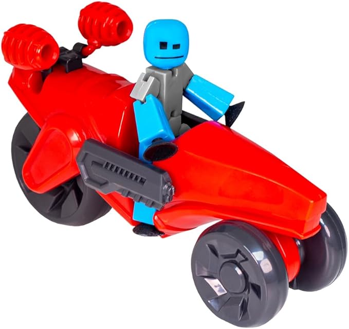 Zing Stikbot Megabots - Red (Turbo Cycle) Stikbot Poseable Collectible Stop Motion Action Figures and Mega Vehicles