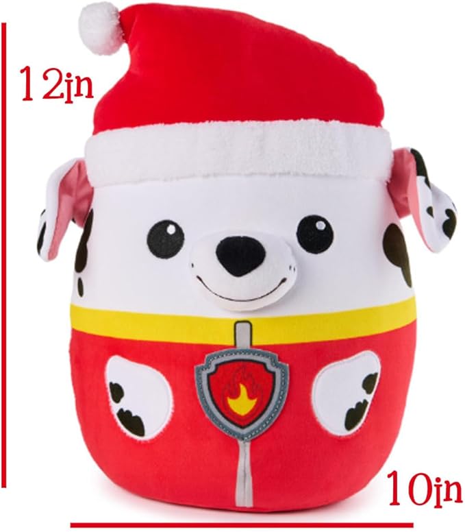 Personalized PAW Patrol Winter Holiday Puppy Squish Plush - 12 in (Personalized Marshall with Santa Hat)
