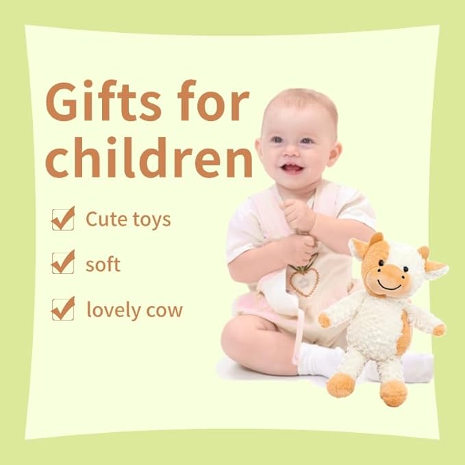 Cow Stuffed Animal Cow Plush Doll Toy 11.8 inch for Girls Boys (Stand Cow Yellow)