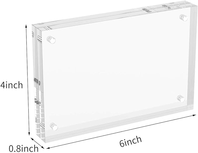 AITEE 4x6 Acrylic Picture Frames 3 Pack, 20% Thicker Block, Clear Picture Frames Freestanding Double Sided Magnetic Acrylic Lucite Frameless Transparent Square Frame Gift for Desktop Display