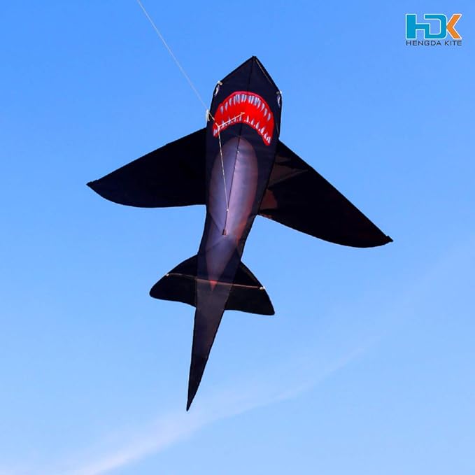 HENGDA KITE for Kids Lifelike Black Shark Kite Single Line Kite Flying for Children Kids Outdoor Toys Beach Park Playing
