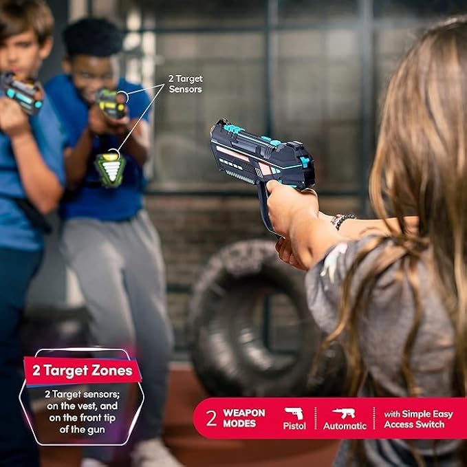 Squad Hero Rechargeable Laser Tag for Kids, Teens & Adults - Boys Gifts - Blasters & Vest Sensors - Fun Ideas Age 8+ Year Old Toys - 4 Set - Lazer Teen Boy Game Boys & Girls Outdoor Teenage Activities