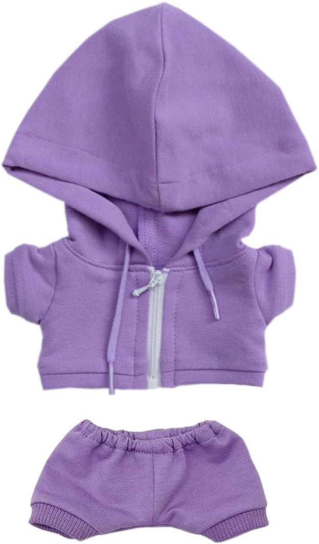 10cm 15cm 20cm Plush Doll Clothes Coat Pants Multi-Color Sportswear Sets Toys Dolls Accessories (Purple, 15cm)