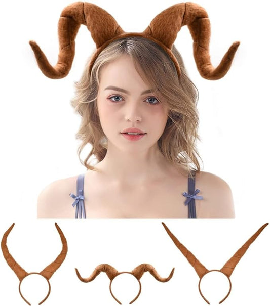 Plush Animal Ears and Horns Headband-Halloween Christmas Festival Theme Party Animal Cosplay Costume Headbands