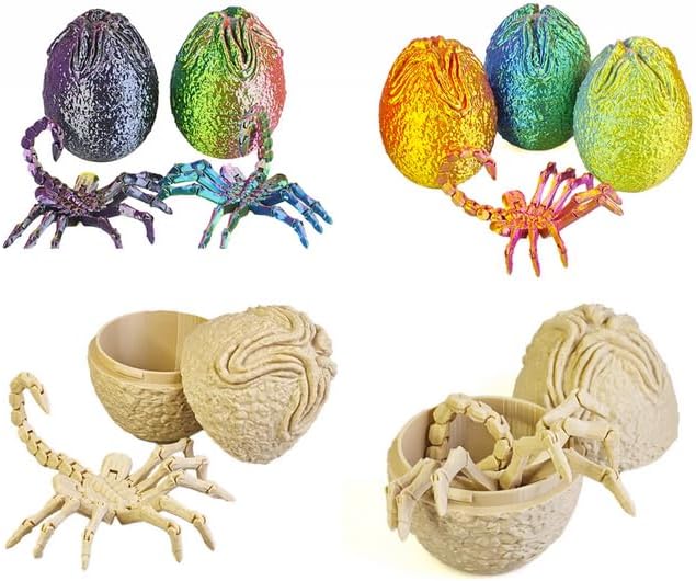 3D Printing one-Piece Articulated Movable face-Hugging Bug Alien Bug Egg Toy Desktop Decoration, Creative Ornaments, Adults Fidget Toys (Bone Colour - Facehugger + Alien Eggs)