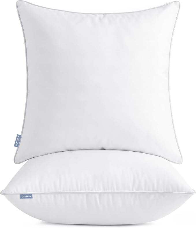 Leeden 28x28 Pillow Inserts Set of 2-28 Inch Big Square Throw Pillow Insert, Soft Fluffy Indoor Cushion Inserts for Sofa Bed, White Pillow Insert Pair