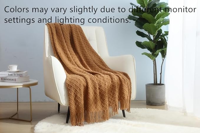 CREVENT Home Farmhouse Decor Rustic Couch Sofa Chair Bed Throw Blanket, Soft Warm Light Weight for Travelling in Spring Summer (50''X60'' Light Brown)