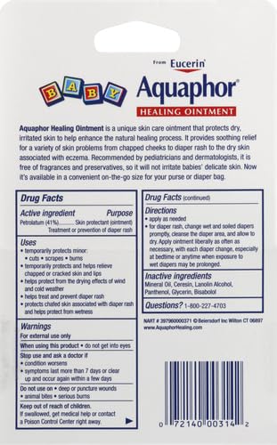 Aquaphor Baby Healing Ointment, To-Go Pack | Advanced Therapy | For Chapped Cheeks | For Diaper Rash | 2 Count Pack