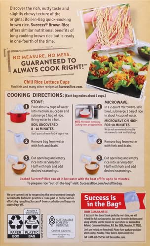 Success Boil-in-Bag Rice, Brown Rice, Quick and Easy Meals, 14-Ounce Box (Pack of 4)