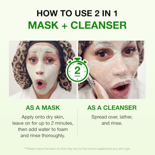 FULLY Green Tomato Pore Cleanser, Cardi B’s Clay Mask Cleanser for Deep Pore Cleanse & Pore Minimizer, Blackhead & Sebum Control, Gentle Face Wash for Women, Korean Skincare (Pack of 2)