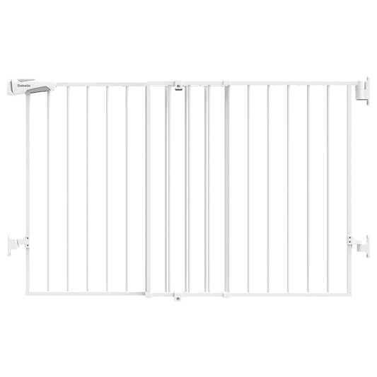 Babelio 31.5-55" No Bottom Bar Baby Gate Extra Wide, 2-in-1 Auto Close Dog Gate for The House, Stairs and Doorways, with Large Walk Thru Door, White