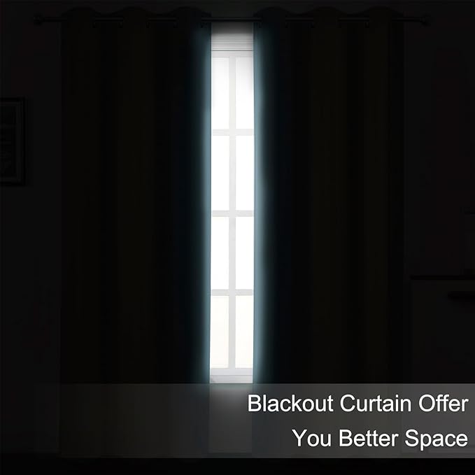 LEMOMO Blackout Curtains 52 x 84 inches Long Stone Blue Curtains Set of 2 Panels Thermal Insulated Room Darkening Curtains for Bedroom