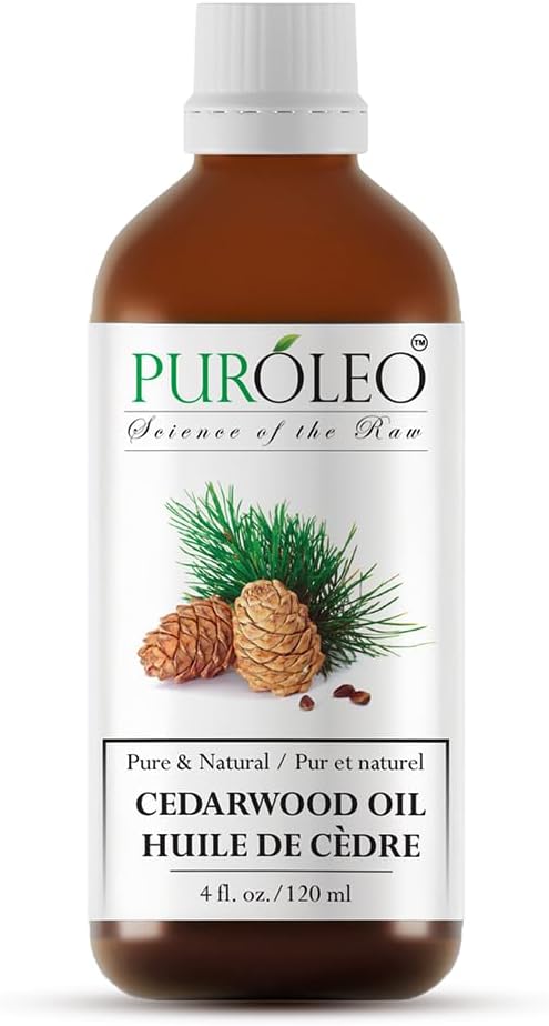 PUROLEO Cedarwood Essential Oil 4 Fl Oz/120 ML (Packed in Canada) 100% Pure & Natural Cedarwood Oil for Aromatherapy, Relaxation, and Skin Care - Cedarwood Oil for Diffuser