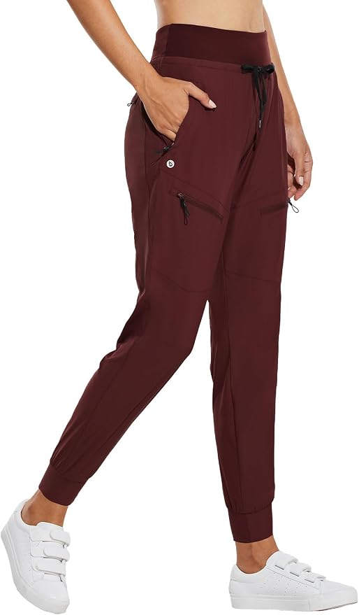 baleaf Womens Lightweight Hiking Pants Water Resistant Quick Dry Joggers with 5 Zipper Pockets UPF 50+ for Travel Hiking