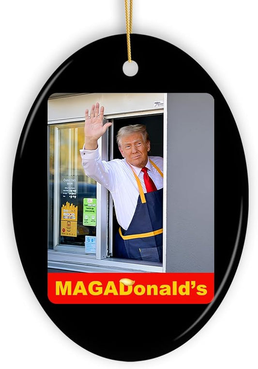 MAGADonald's Trump Ornament, Unique Political Humor Gift and Decor for Supporters