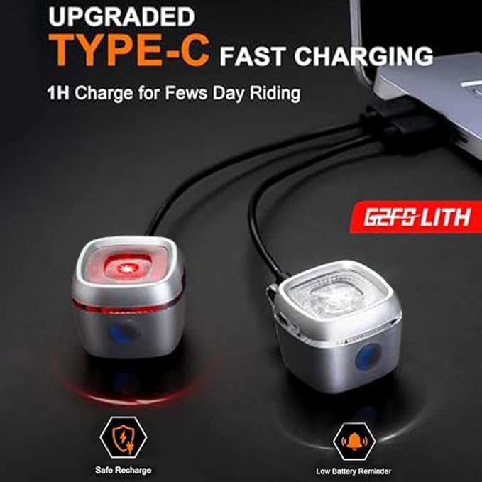 Bicycle Front and Rear Lights,Bike Light, Type-C Rechargeable, Flashing Light，Suitable for Night Riding, Cycling，Accessories for Bicycle，Headlight &Taillight for Girls Kids
