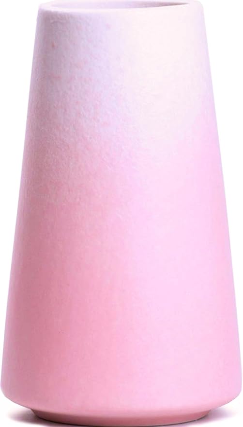 Simple Boho Ceramic Flower Vase for Home Decor (Gradient Pink,Small) | 6'' Modern Cute Vase for Flower Plant Pampas Grass, Fit for Table Shelf Centerpieces, Living Room Bedroom Wedding Gift