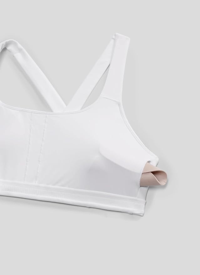 CRZ YOGA SculptAir Wide Straps Cross Back Sports Bras for Women - U Neck Medium Impact Wireless Padded Workout Top