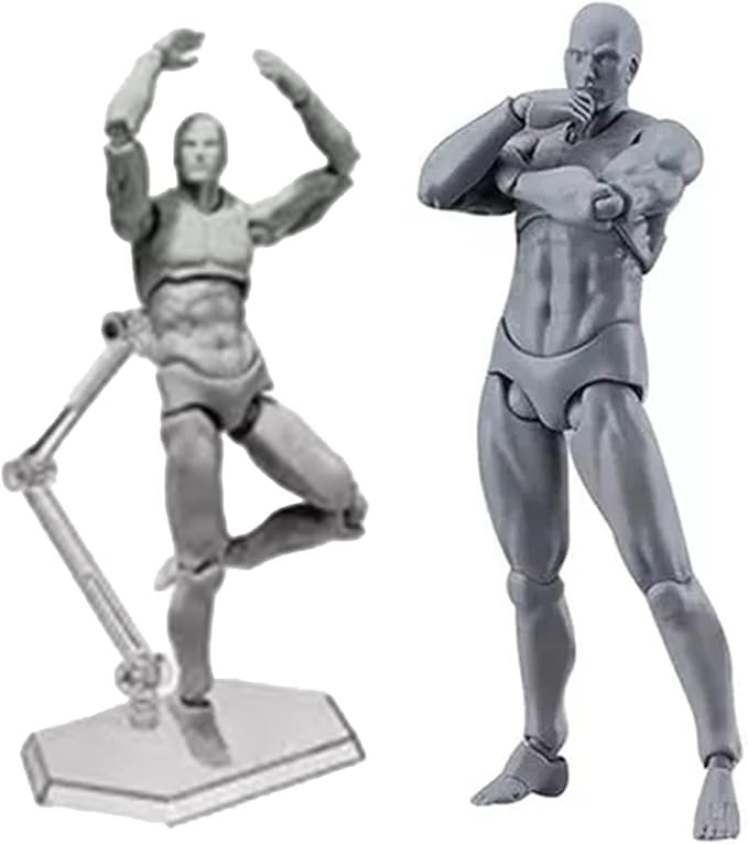 PVC Drawing Figure Action Mannequin, PVC Drawing Figure Model Drawing Figure Mannequin, Action Figure Body, for Sketching, Painting, Drawing, Female Artist (Male) (Man #13)