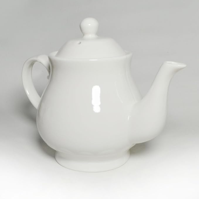 White Porcelain Teapot, Lotus Tea Pot Coffee Tea Water Pot Vintage Ceramic Gooseneck Kettle (35oz)