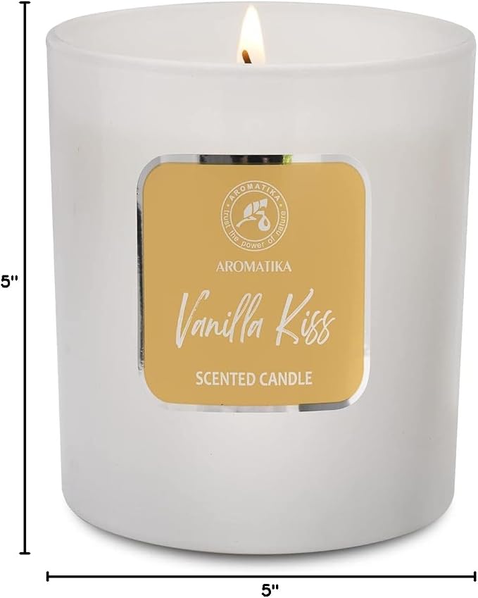 Scented Candle Vanilla Kiss - Aromatherapy Candle - Soywax Candle with Vanilla Extract - Up to 45 Hours Burn Time - Glass Candle Gift - Home Scented Candles - Luxury and Sensual Soy Wax Candle