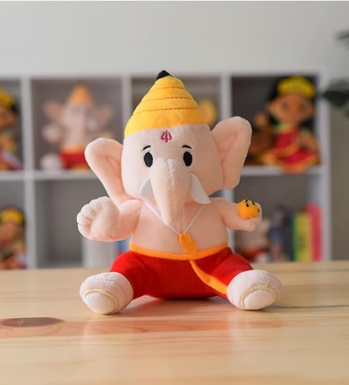 MODI TOYS Baby Ganesh (7 inch) Mantra Singing Plush Toy | Ideal for Newborns, Infants, Toddlers, Grandparents | Best for Diwali, Baby Shower, Birthday, Housewarming