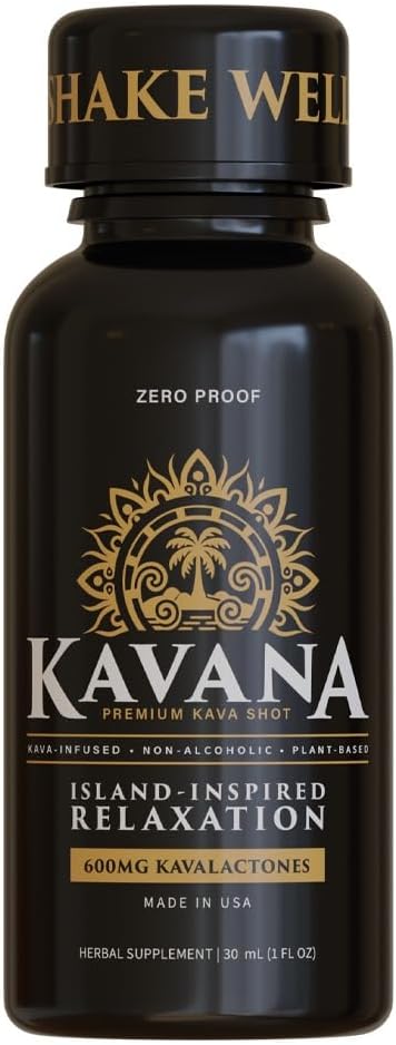 Kavana Kava Shots - Made in USA, 4X Concentrated Non-Alcoholic Drinks & Sugar-Free Kava Root Drink, Plant-Based Alternative with Natural Citrus Flavor, Smooth Mocktails Botanical Spirit, 1 Pack