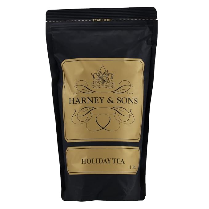 Harney & Sons Holiday Loose Leaf Black Tea – Citrus Cinnamon Clove Almond Flavored Tea, Caffeinated, 16 oz Bag
