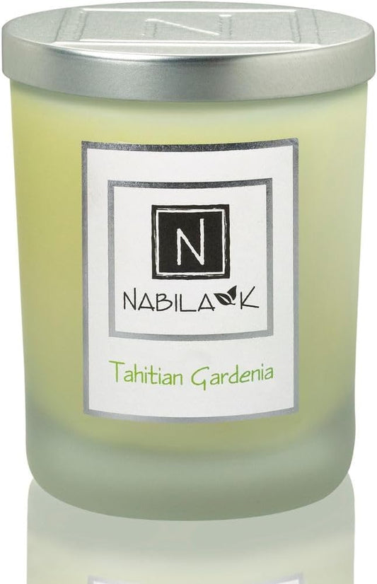 Nabila K - Tahitian Gardenia - Soy-Based Candle - Lemon, Cinnamon, Jasmine, Sweet Muguet & Spicy Coriander - Hand-Poured - Cotton Wick - Aromatherapy Candle w/Essential Oils - Made in USA - 14 oz