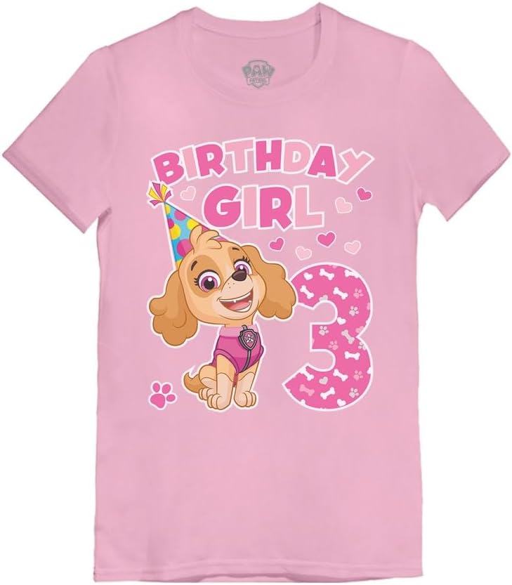 Tstars Skye Birthday Girl 3 Gifts for Three Years Old Bday Paw Patrol Theme Party Toddler Kids Girls Fitted T-Shirt A51144d