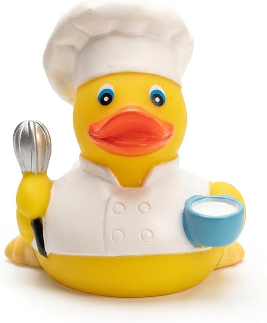 3" Rubber Duck [Sealed Hole, Floats Upright] - Baby Safe Bathtub Bathing Toy - Chef Rubber Duck