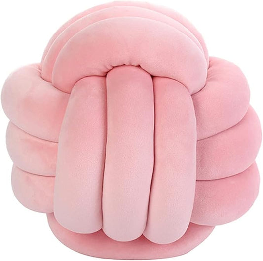 Knot Pillow Ball Round Cushion Pillows, Children Room Decoration Plush Toys Calming Stress Relief Toy (Pink,8.5in/22cm)