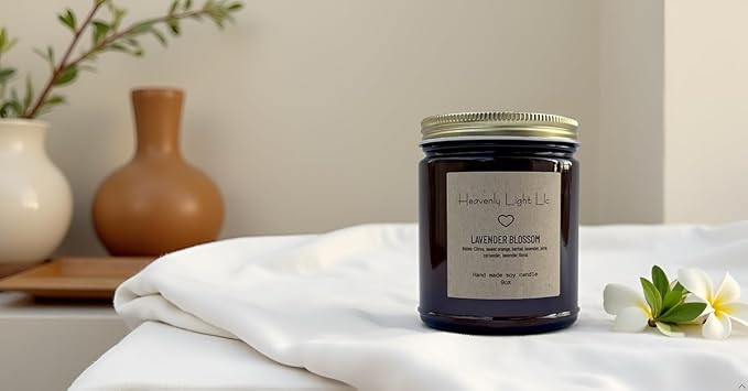 Heavenly Light LLC Lavender Blossom 100% Non-Toxic 9 oz Scented Soy Wax Candles