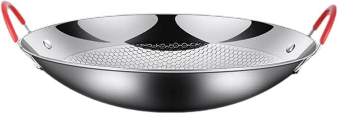 Stainless Steel Cookware Pan Frying Pan Non Stick Soup Pot Multipurpose Double Handle Wok Korean Grill Pan for Barbecue Hotel, 10inch Without Lid