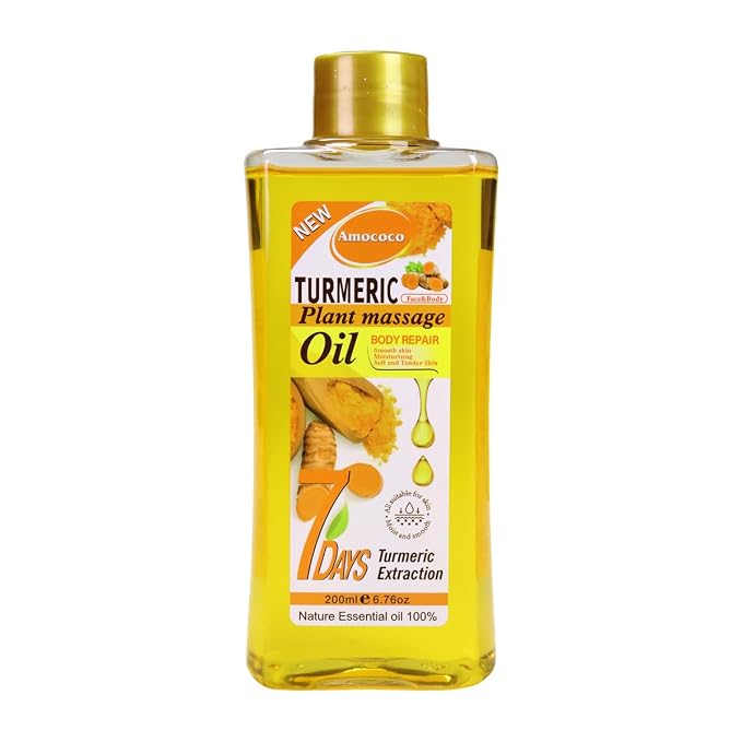 200ml Turmeric Body Oil for Massage & Daily Hydration, Deep Moisturizing with Vitamin E, Collagen, Turmeric Oil for Face and Skin, Self-Massage & At-Home Skin Routine (6.7 fl oz)