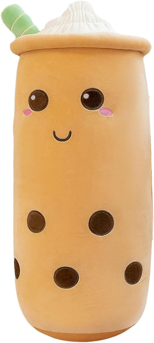 Boba Plush Stuffed Bubble Tea Pillow Soft Adorable Plushies Toys Gifts(Brown,15.6inches)