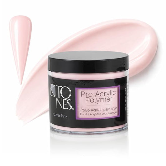 Tones Pro Acrylic Nail Powder, Cover Pink (Soft Nude Pink), (8.5 Fl Oz) - Long-Lasting & Non-Yellowing Polymer for Salon Quality Nail Extensions & 3D Art