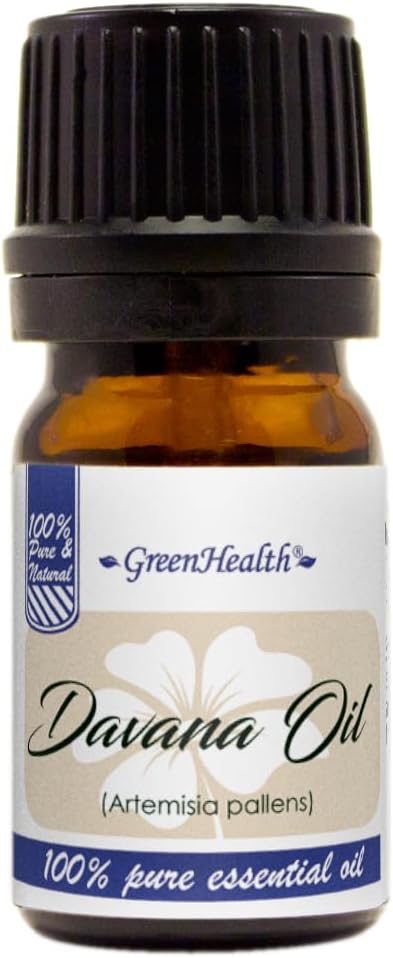 Davana Essential Oil – 5 ml – 100% Pure & Natural – Therapeutic Grade – Amber Glass Bottle with Euro Dropper – GreenHealth