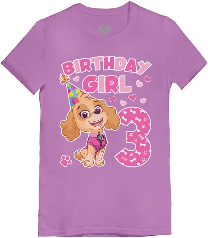 Tstars Skye Birthday Girl 3 Gifts for Three Years Old Bday Paw Patrol Theme Party Toddler Kids Girls Fitted T-Shirt A51144d