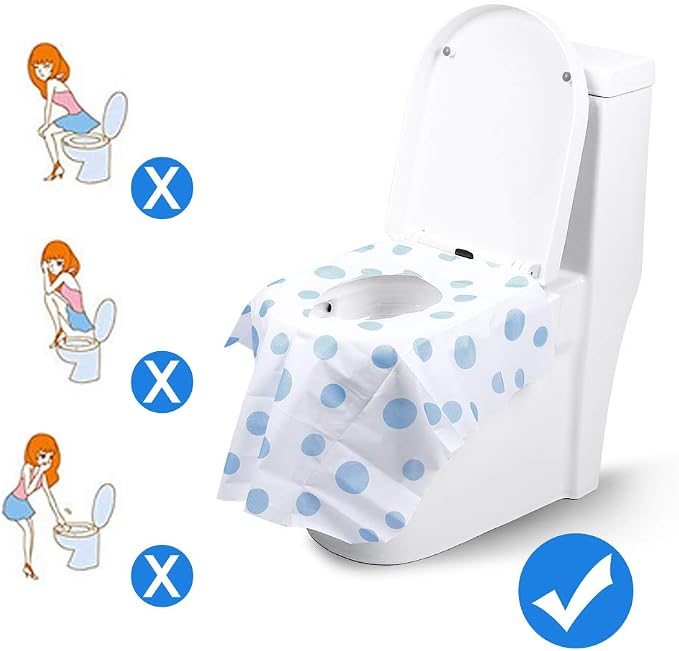 Toilet Seat Covers Disposable, Famard Extra Large Portable Potty Seat Covers for Toddlers, Soft and Waterproof Travel Potty Training Seat for Kids with Individually Wrapped, 18 Count (Pack of 1)