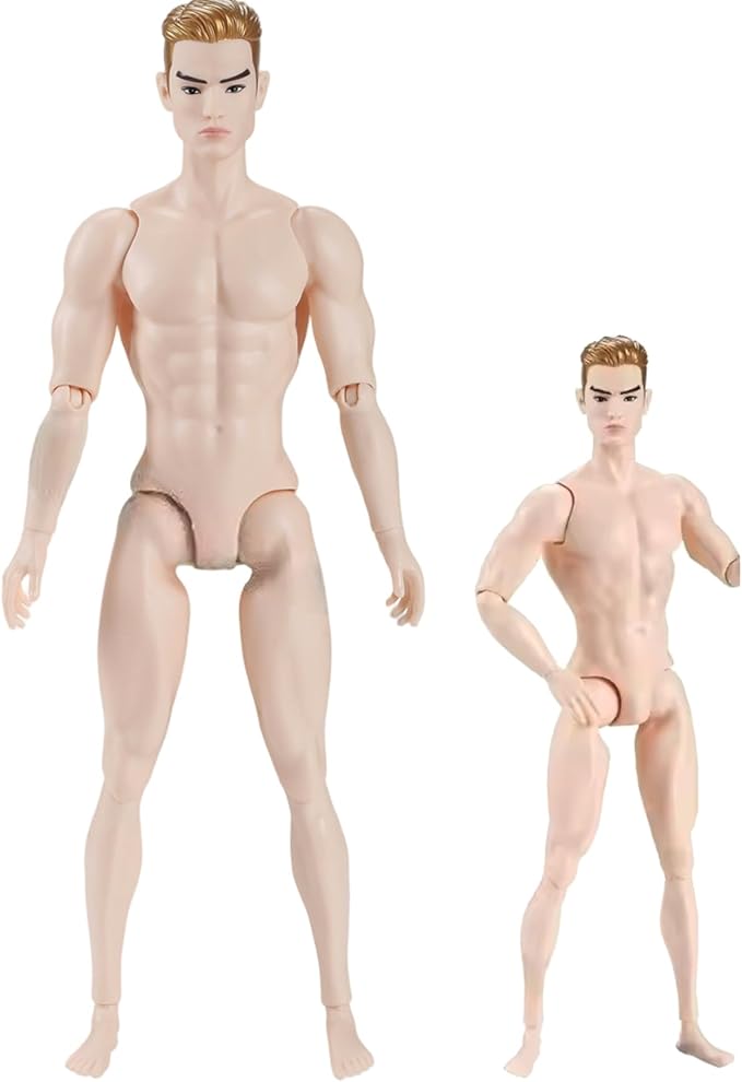 1/6 Scale Action Figure Multi Jointed Posable Male Muscular Action Figure Body with Head for Display Doll Collection, White Body Custom Figures Blank